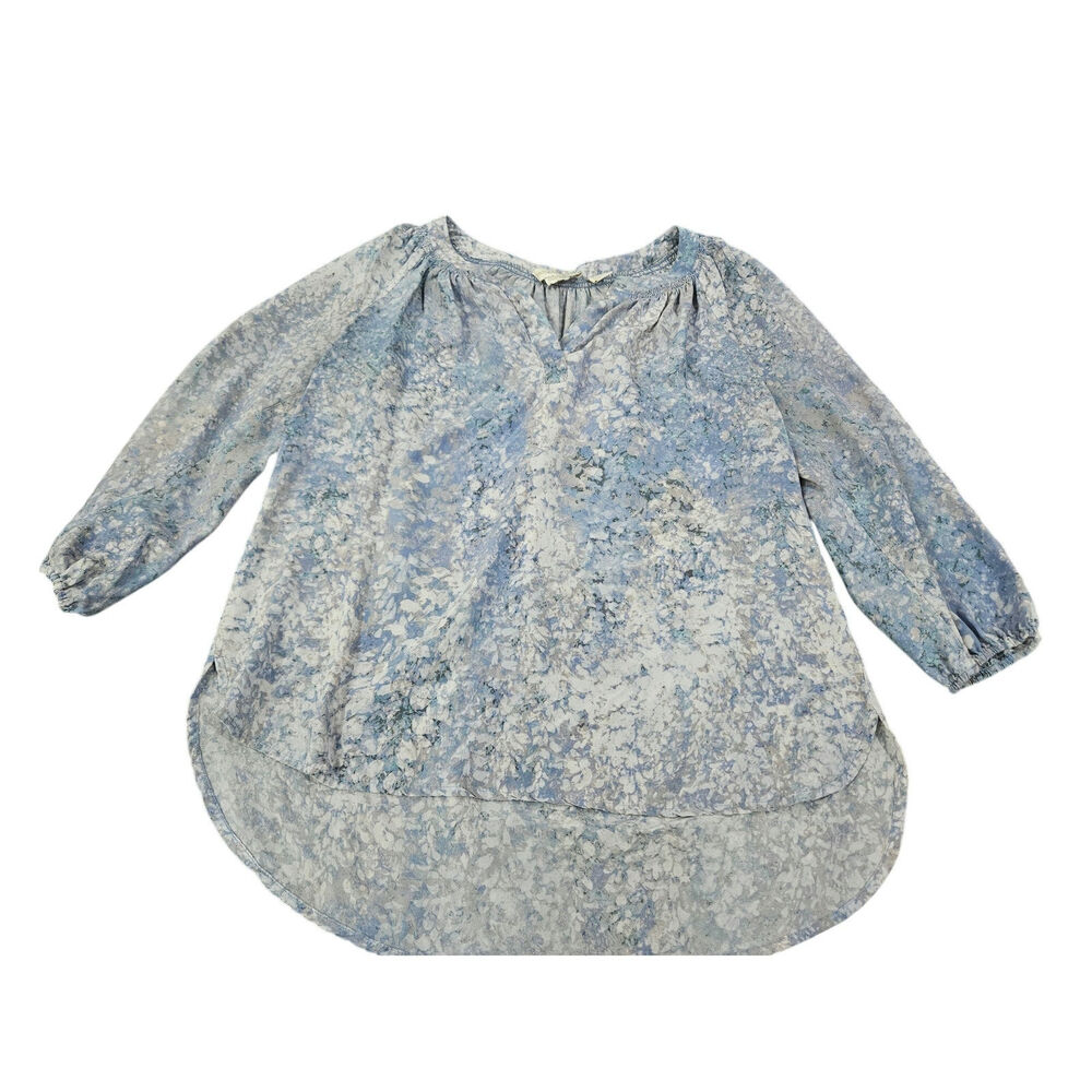 Cynthia Rowley 100% Silk Blue Floral Tunic Blouse Boho XS